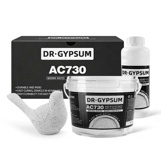 DR.GYPSUM Casting Powder, Fast-Curing,Water-Activated Material for DIY Crafts，Two-Part Powder Base and Liquid Set, 1.2kg(2.2Ib Base+0.44Ib Liquid)/Set(Silver Grey Granite)