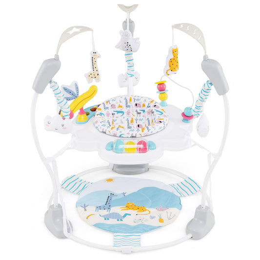 INFANS Baby Activity Center, 3 in 1 Play Center Jumpers and Bouncers with Music, Lights, Interactive Toys, 360°Rotating Seat, 3 Adjustable Heights, Exersaucer Learning Toys for Baby 6-12 Months (Blue)