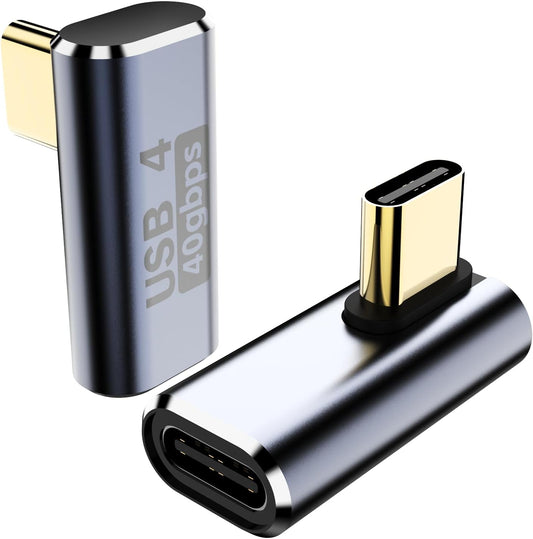 BERLAT 90 240W 2Pack Degree USB C Adapter, Right Angle USB C Male to Female Adapter Extender for Steam Deck, ROG Ally