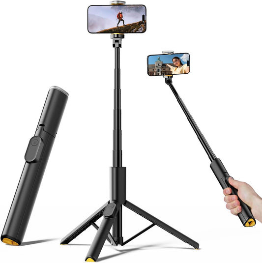 TODI 60" All-in-1, Selfie Stick Tripod for iPhone, Lightweight Phone Tripod Stand with Wireless Remote, Extendable