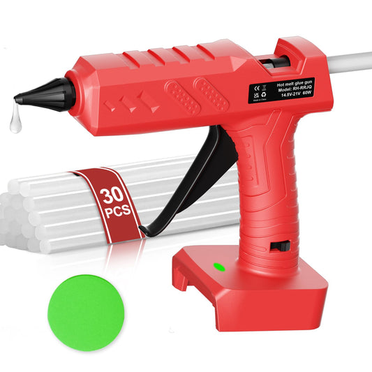 Cordless Hot Glue Gun for Milwaukee 18V Battery, 60W Full Size Craft Glue Gun, Handheld Hot Glue Gun Kit with 30pcs 0.43'' Glue Sticks for Home Repair Arts Crafts DIY(No Battery)