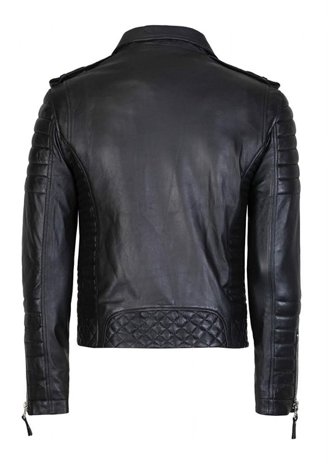 DECIMAL Men's Black REAL Lambskin Leather Biker Jacket VINTAGE GENUINE MOTORCYCLE JACKETS FOR MEN (US, Alpha, Medium, Regular, Regular, C BLACK)