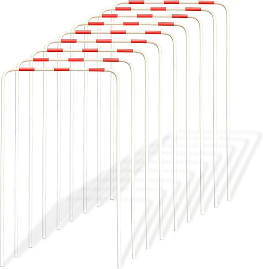 Croquet Wickets Replacement, Set of 9, Heavy Duty Thick Steel Wire with White Plastic Coating, 11 x 6.7, for Families Backyard Lawn Outdoor Game