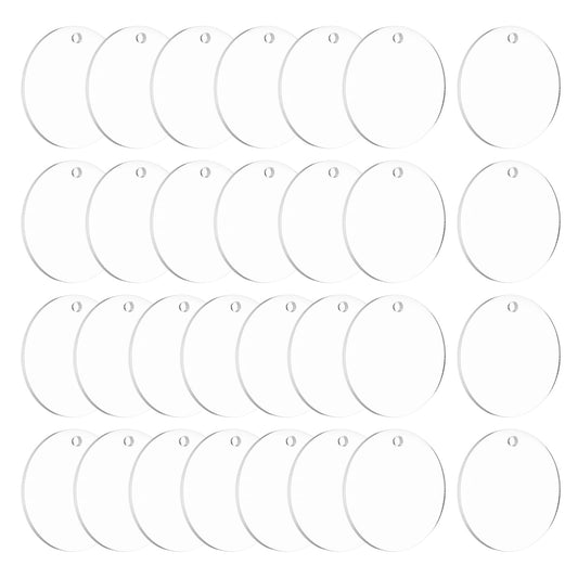MECCANIXITY Acrylic Keychain Blanks, 100Pcs 1.6 Inch Round Clear Acrylic Keychains 3mm Thick Circle Discs Blanks with Holes for Crafts, Tags, Pendants Hanging Jewelry Making, Labels