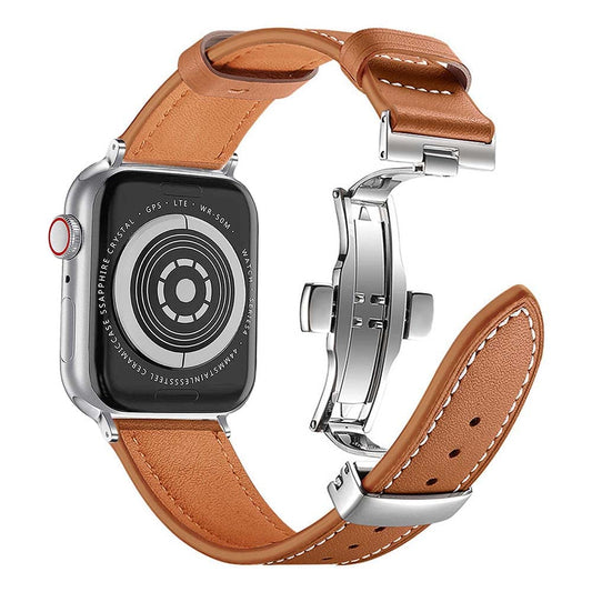BOTOMALL Compatible with Apple Watch Band 49mm 45mm 44mm 42mm Series Ultra 8 7 SE 6 5 4 3 2 1,Premium Soft Top Leather with 316L Stainless Steel Butterfly Buckle Replacement Straps for iwatch