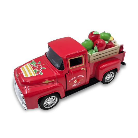 Apple Decor Farmhouse Vintage Red Truck with Fake Apples and Wooden Crate Rustic Farmhouse Table Decorations Mini Apples for Crafts Red Tiered Tray Decor for Home Kitchen Apple Theme Teacher Gifts