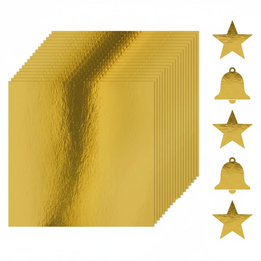 Tenceur 50 Sheets Gold Glitter Cardstock 12 x 12 Shimmer Metallic Paper Foil Sheets Square Printer Paper 250gsm Cardstock for Birthday Card Making DIY Projects Crafting Party Decorations
