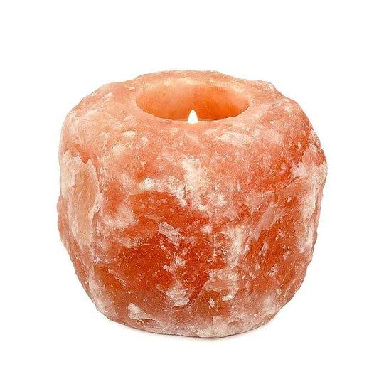 Pride of India Himalayan Pink Salt Rock Light Holder | Natural Crystal Candle Holder for Home Decor, Meditation & Relaxing Ambience | Handcrafted Votive Candle Holder for Living Room & Gifting