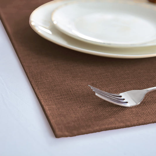 Rinpon Cloth Placemats Set of 8, Linen Type Fabric Placemats Machine Washable Heat Resistant Placemats Wrinkle Free Thick Polyester Kitchen Place Mats for Dining Table (Dark Brown)