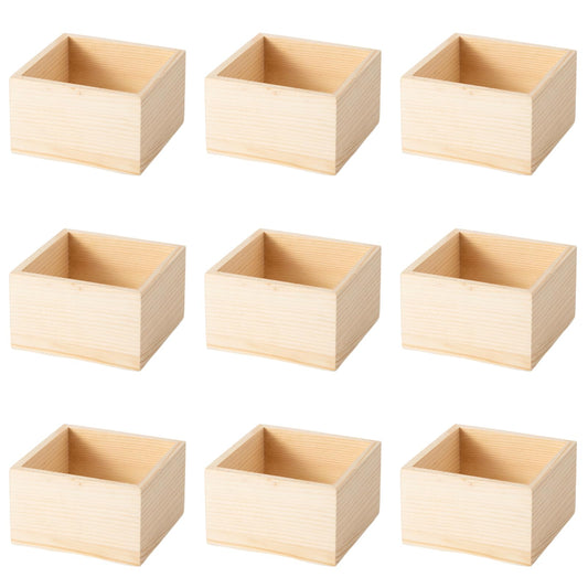 Xhqsulsclac 6 Pack 4.5X4.5X2.5 IN Unfinished Wood Box Storage - Small Wooden Boxs for Crafts, Home Decor, and Wooden Centerpieces for Tables (6)