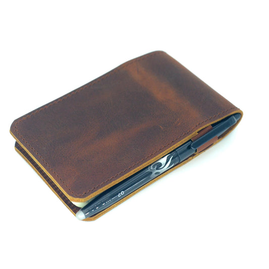 JJNUSA Leather Cover for Rite in the Rain Spiral Notebooks 3" x 5" Distressed Genuine Leather Memo Notebook Cover for Pocket Notebook 3 x 5 Brown