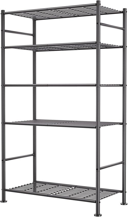 BolDuck 5-Tier Metal Shelf Organizer - Adjustable Space-Saving Storage Rack for Garage, Closet, Kitchen | 33.07”Wx12.6”Dx72.04”H, Black