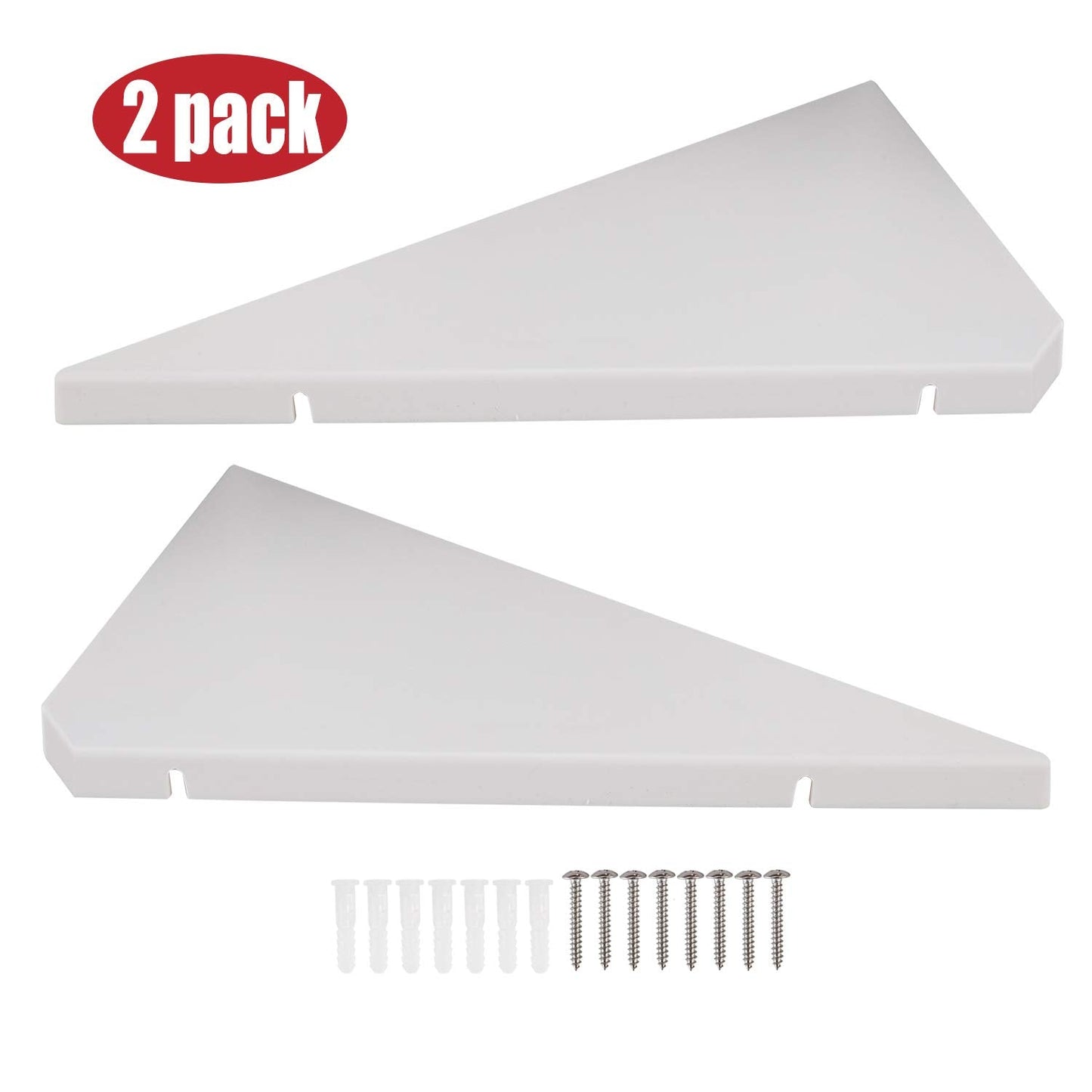 evron Corner Mounting Shelf Set of 2 – Easy to Install Floating Wall Shelves with Wood Grain Finish, Durable and Waterproof ABS Plastic for Kitchen, Bathroom, Living Room Home Décor
