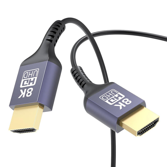 2FT 8K, 2.1 2 48Gbps 8K@60Hz, 4K@60Hz, 2K, 1080P, Ultra Thin HDMI Cable Short HDMI Cable Foot Flexible Slim HDMI Cord