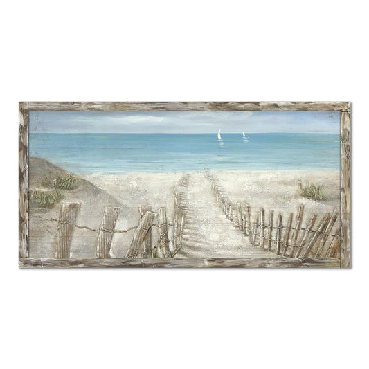 Beach Canvas Print Artwork Coastal Ocean Blue Abstract Seascape Picture Wall Art Painting for Bathroom Office Bedroom(40"*20")