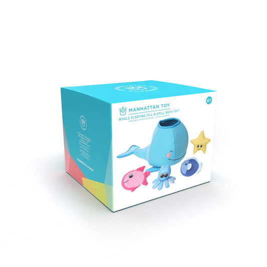 Manhattan Toy Neoprene Whale 5-Piece Floating Spill n Fill Bath Toy with Quick Dry Sponges and Squirt Toy