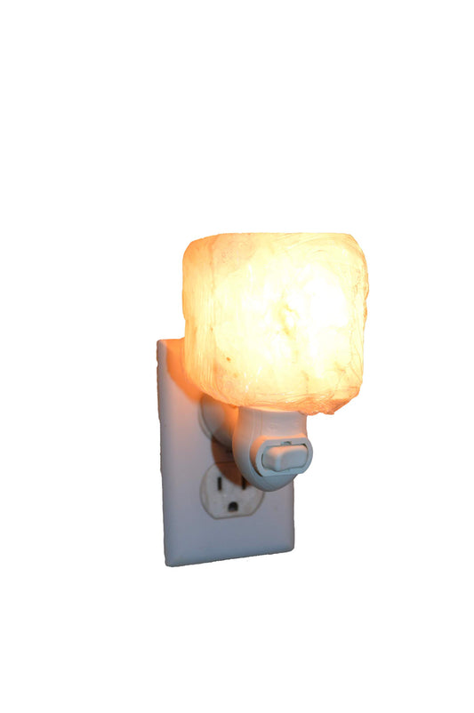 SENSE OF GLOW 100% Authentic Cube Himalayan Pink Salt Night Light; Hand Crafted Himalayan Pink Rock Salt Crystal; UL Listed 360° Rotatable Plug in; 15W Bulb; Healthy Indoor Lighting; Air Purifier;