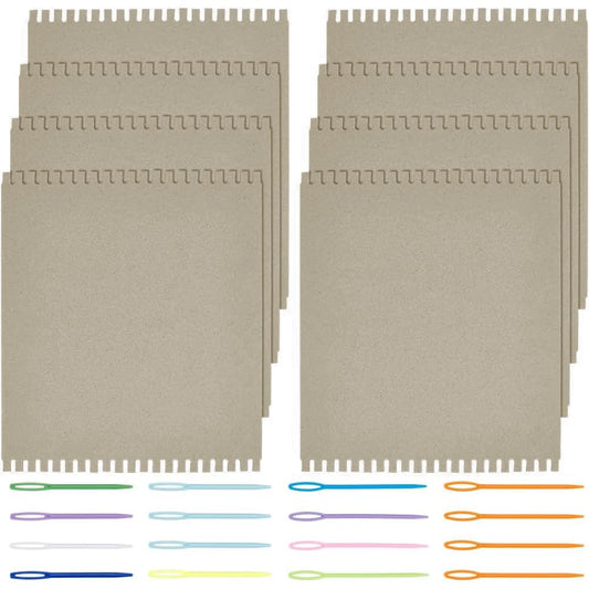 FINGERINSPIRE Cardboard Weaving Looms Kit Include 8pcs Wide Notch Weaving Looms 16pcs Large Eye Plastic Sewing Needle for Beginner Knitting Sewing Crochet Basket Jewelry Art Craft-11-4/5x9-4/5