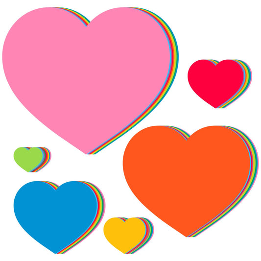 Fullhawl 480 Pcs Heart Paper Cutouts Bulk Heart Cutouts Classroom Bulletin Board Decorations 6 Different Size Precut 2 Sided Cardboard Cutout for DIY Crafts Party Decorations(Rainbow Colors)