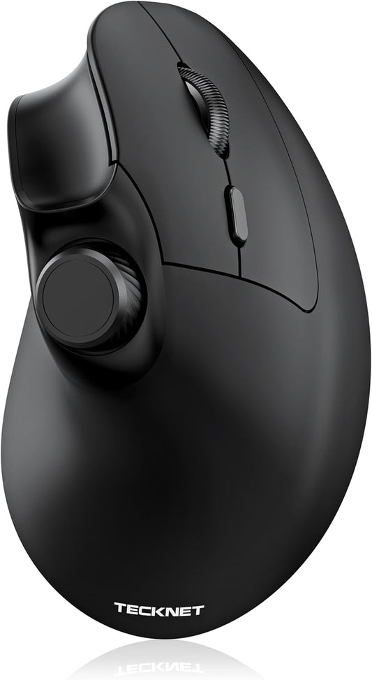 TECKNET 5.0/5.0+2.4G), 6 Ergonomic Mouse, Rechargeable Wireless Bluetooth Mouse (BT Vertical Mouse with Volume Knob
