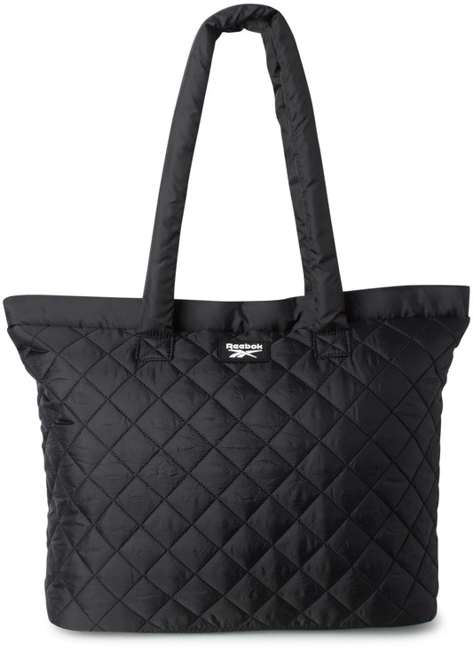 Reebok Womens Tote Bag - Lightweight Carry On Puffer Quilted Tote Bag for Travel Work Travel and Daily Essentials, Size One Size, Barbara Black