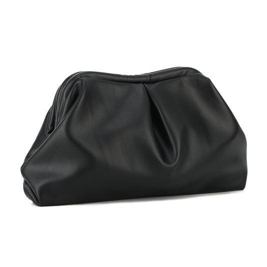 Oweisong Soft Leather Clutch Purse for Women Silver Cloud Evening Handbag Ruched Dumpling Bag for Vacation Party