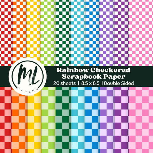 Rainbow Checkered Scrapbook Paper: Bright Colorful Pattern Scrapbook Paper, Patterned Decorative Craft Paper for Card Making, Scrapbooking, Junk ... Papers for Mixed Media, 8.5 x 8.5 inch