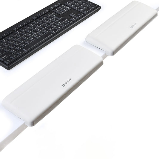 UnivoColors L-Shaped Desk Edge Cushion,PU Leather,Non-Slip,Separate Design,Memory Foam Desk Edge Support,Ergonomic Design for Long-Hour Work(11.8 * 3.9 inch 2-Piece Set of White)
