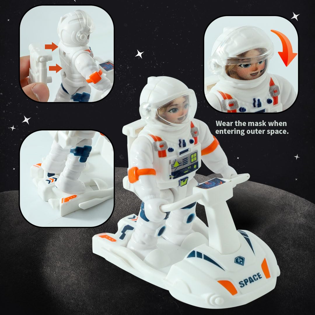 Wbzle Spaceship Toys with Airplane, UFO & Alien Toy for Boys, Space Toy Set with Light & Sound Astronaut Toys for Kids 3-5, Educational Kit Boys Birthday Gift