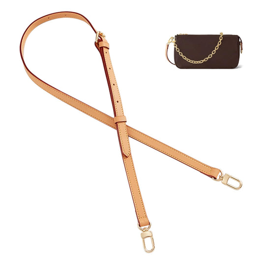 Doxo Vachetta Leather Strap Compatible with Lv Straps Replacement, Adjustable Purse Crossbody Shoulder Straps for Multi Pochette Accessoires, W: 0.43''/1.1cm, L: 35.4''-47.2''(90-120cm),Beeswax