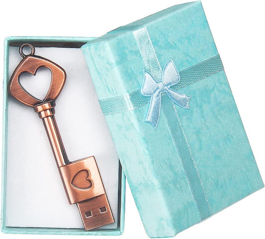 BORLTER CLAMP 64GB BorlterClamp USB Flash Drive Cute Memory Stick Heart Key Shaped Thumb Drive with Gift Box