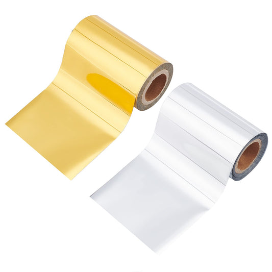 SUPERFINDINGS 2 Colors Hot Foil Stamping Paper 66Ftx3.15in Heat Transfer Foil Paper Metallic Golden Silver for DIY Craft Embossing Scrapbooking Cards