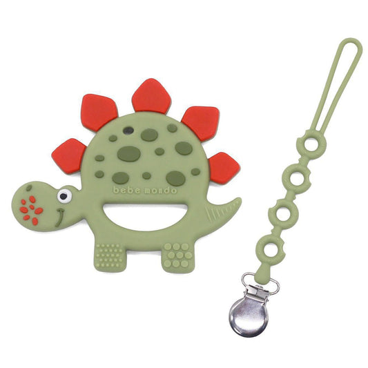 Bebe Mondo Dinosaur Baby Teething Toys 3–6 6–12 Months, Teethers for Babies 0–3–6–12 Months for Teething Relief, Baby Gift, Baby Teether Toys, Silicone Sensory Toys, Soft-Textured Infant Toys