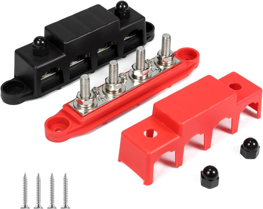 3/8'' 4 250 (250A, 3/8'', Heart Horse Power Distribution Block Bus Bar Terminal Stud Post with Cover Amp Rating