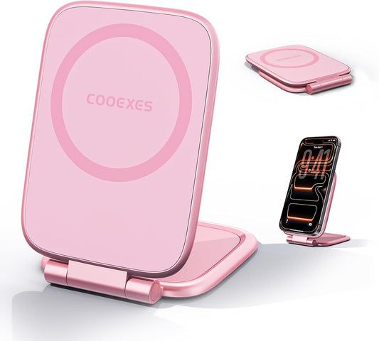 COOEXES Pink Foldable Magnetic Phone Mount, Hidefold Ultra-Thin Magnetic Phone Holder for Car with Dual Side Strong