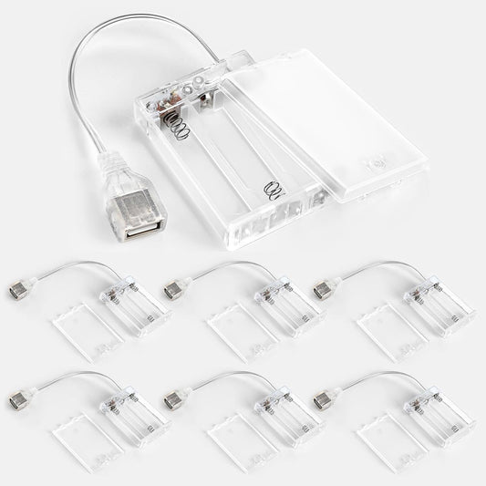 Copkim 6 Pack Pack 5V 3 Pcs USB Battery for LED Lights, USB to Battery for Plug in Lights, Portable AA Holder Box