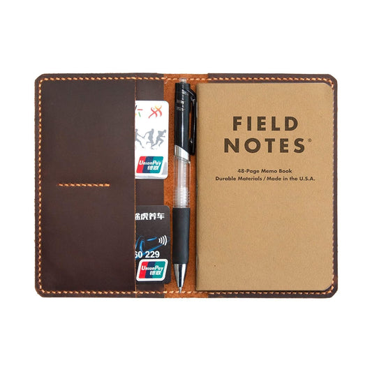 Handmade Leather Cover For 3.5"X5.5" Notebooks,Leather Journal Cover for Field Notes, Gift For Him (Brown)