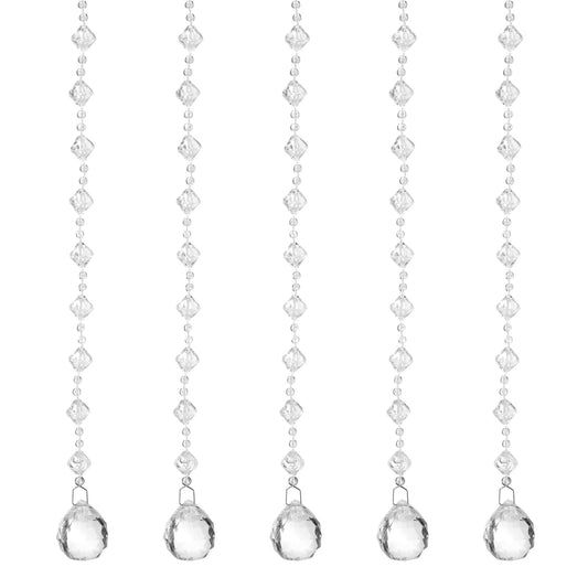 uxcell 5 Pcs Acrylic Crystal Garland Strands, Clear Crystal Beads Strands Chandelier Crystals Replacement Bead String Hanging for Wedding Decor, DIY Craft Jewelry (0.6m/1.97ft)