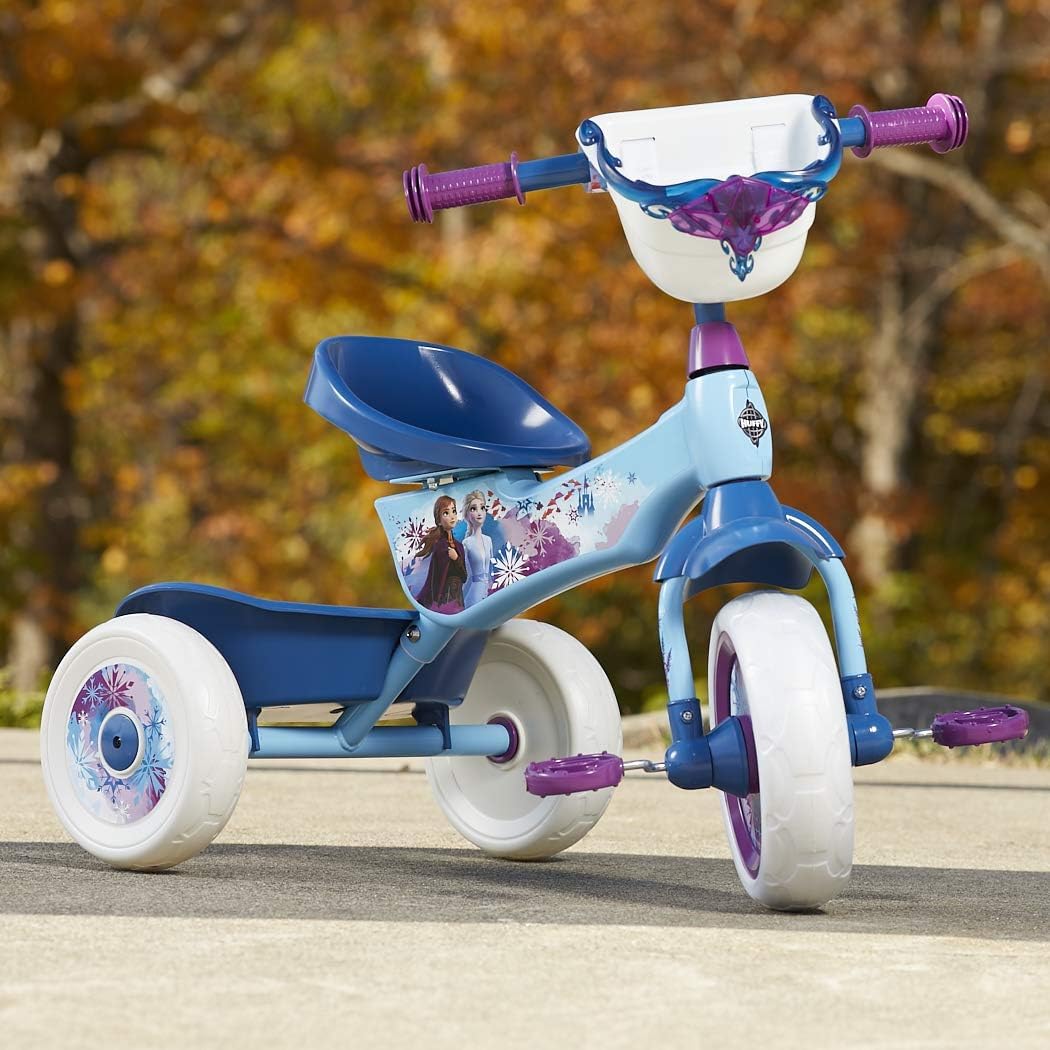 Huffy Disney Frozen 2 Girl's Trike, Ideal for Ages 3+, Anna, Elsa, and Olaf, Storage Bins for Snacks or Toys, Sturdy and Durable, Safe for Toddlers