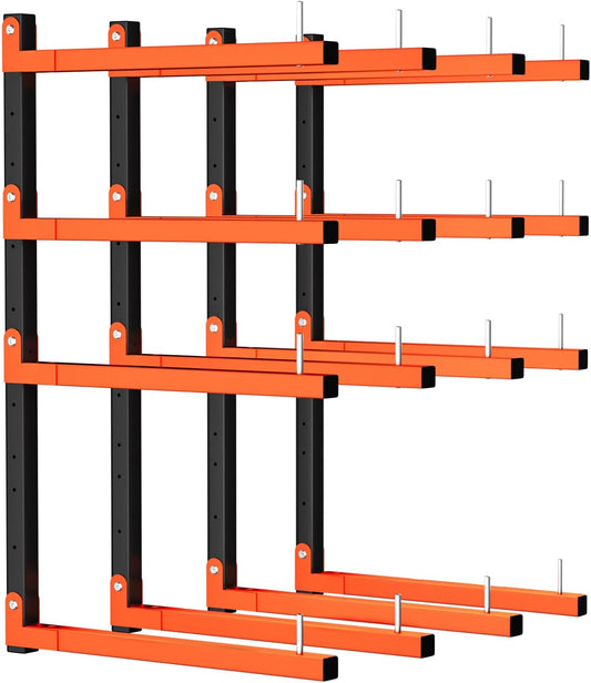 4 Pack Lumber Storage Rack - Heavy Duty Wall Mount Adjustable Wood Rack | Holds Up to 1040 Lbs