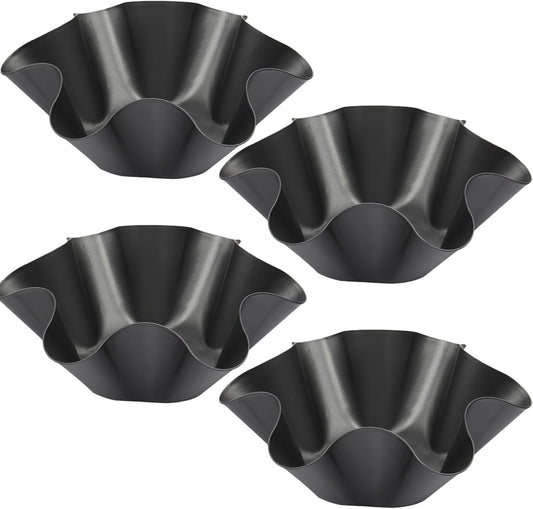 Skiennix Nonstick Taco Shell Bowl Set - 4 Large Carbon Steel Tortilla Makers for Baking & Frying