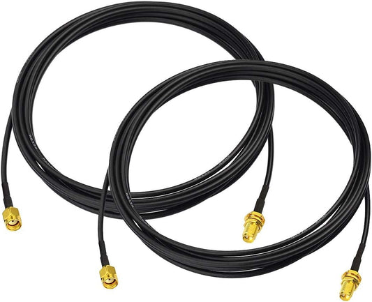 2-Pack RG174 3m 10 Bingfu WiFi Antenna Extension Cable RP-SMA Male to RP-SMA Female Bulkhead Mount Cable feet for WiFi