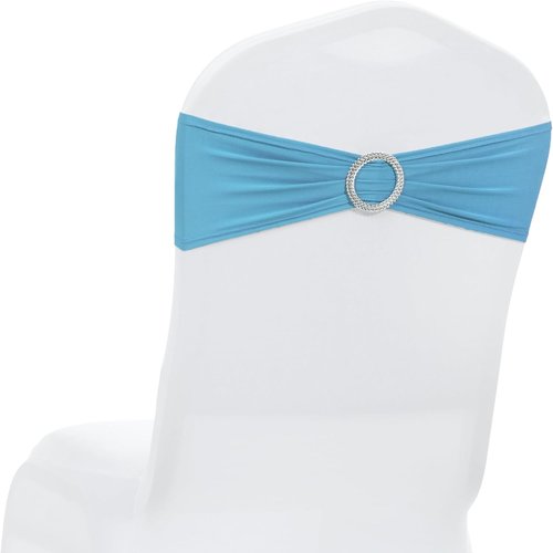 MDS Spandex Chair Sashes - Premium Stretch Covers with Buckle Slider | Universal Fit for Weddings & Events - Blue (Pack of 75)