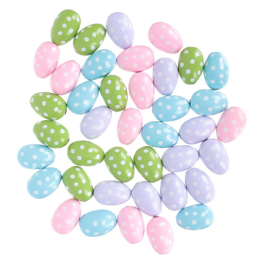 PRETYZOOM 40 Pcs Easter Egg Shape Wooden Beads, Assorted Colors, 1.18x0.78 Inch, DIY Craft Making Beads for Bracelets, Necklaces, Ornaments, and Home Decor