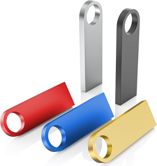 Wooolken 5 Pack 1GB 2.0 USB Flash Drive with Keychains, Sleek Metal USB Thumb Drives Memory Stick for PC Laptop