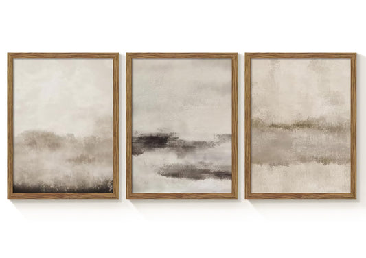 3 Piece Large Abstract Framed Wall Art, Neutral Beige Modern Art Wall Decor, Contemporary Minimalist Canvas Prints, Watercolor Paintings for Living Room Bedroom Dining Room Office 12x16 Inch