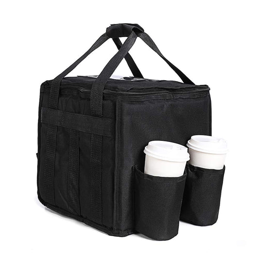 OGEFOTED Large Insulated Food Delivery Bag with Cup Holders, Foldable Pizza Delivery Bags Heavy Duty Food Warmer Grocery Bag for Camping Catering Restaurants