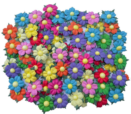 DUONGJAIS BRAND Handmade 100 Pcs Lovely Mulberry Paper Flowers 30x30mm Scrapbooking Wedding DIY Craft Supplies Card Paper Flowers Craft Projects Artificial Flowers. (.10 Colors..)