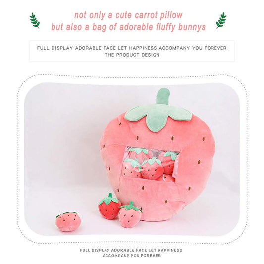 REFAHB Cute Throw Pillow Stuffed Strawberry Toys Removable Fluffy Creative Gifts for Teens Girls Kids,