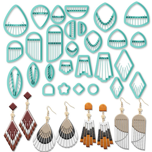 ORIGACH 28 Pcs Tassel Polymer Clay Cutters Set Boho Earring Clay Cutter DIY Craft Supplies for Earring and Jewelry Making
